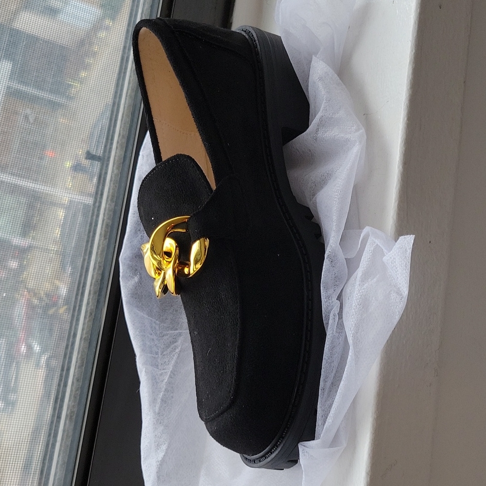 Suede Black Loafers Size 8